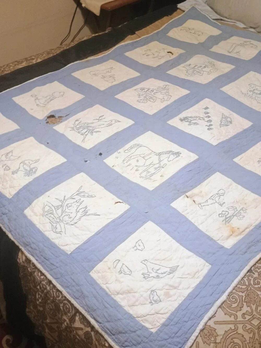 Antique baby boy crib quilt